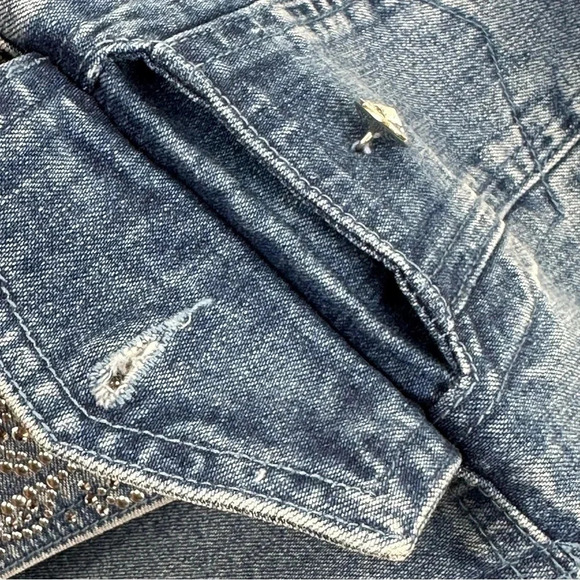 Christine Alexander 1990s Vintage Denim Jacket with Crystal Rhinestone Large - Picture 6 of 16
